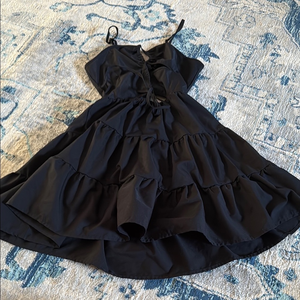 SHEIN Black Ruffle Dress